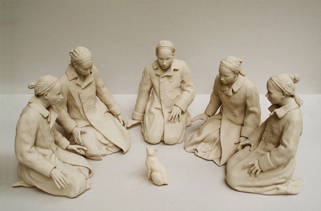Tricia Cline, realistic figurative ceramics, hyperrealism ceramic figure sculpture, figurative fine art ceramic sculpture, art figuratif, human form, human art