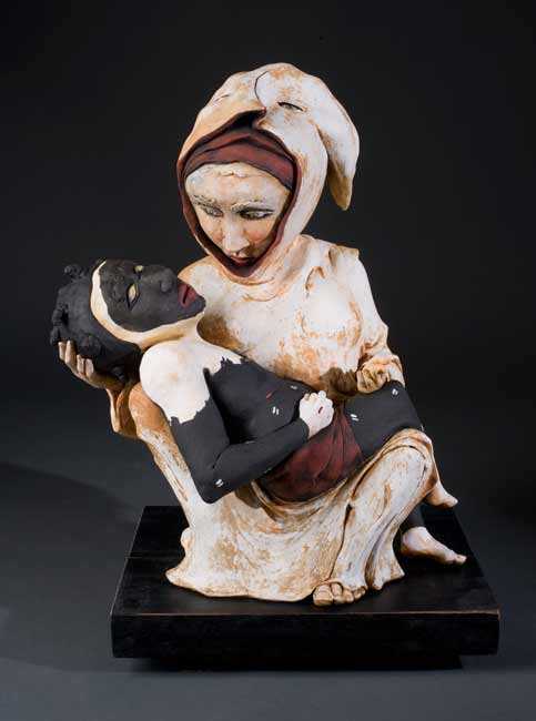 James-Tisdale-9561 figurative ceramic sculpture, mother and child, Pieta