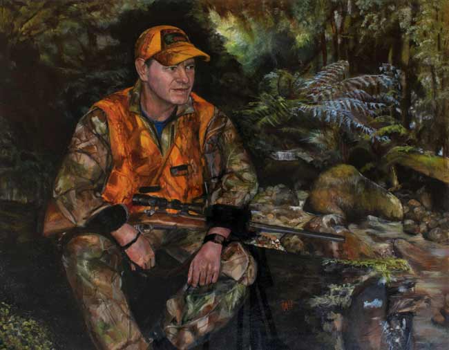 portrait painting of hunter man