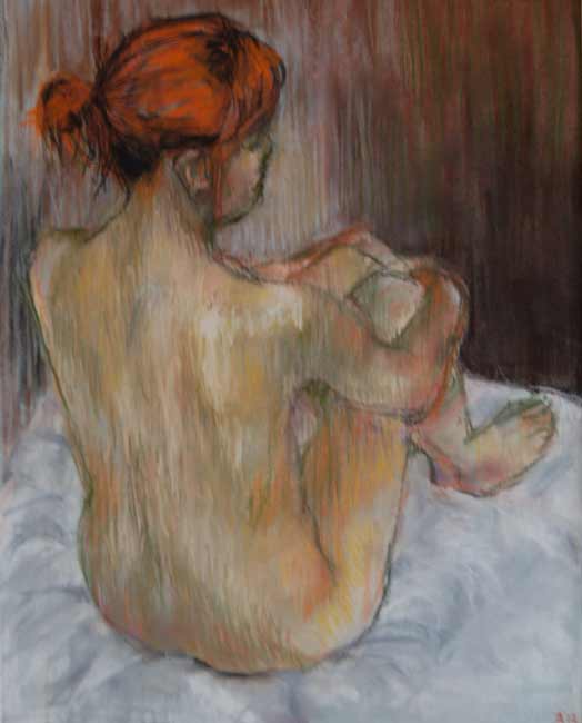 pastel nude woman drawing